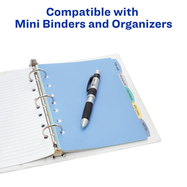 Avery Write & Erase Durable Plastic Mini Dividers for 3 Ring Binders and 7-Ring Binders, 5.5